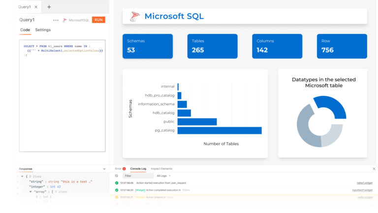 Interface du tableau de bord de Microsoft SQL Server pour la gestion des bases de données.