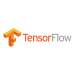 Logo de TensorFlow, bibliothèque open-source pour le machine learning et le deep learning.