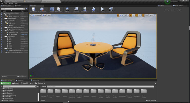 Interface du tableau de bord de Unreal Engine pour la gestion des projets 3D.